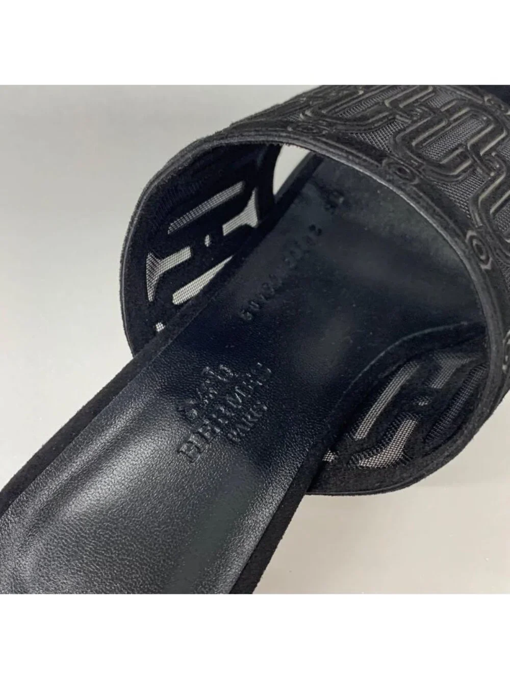 ★SOLD★ Hermes Gioia Suede Mesh Sandals Black - Picture 8 of 11